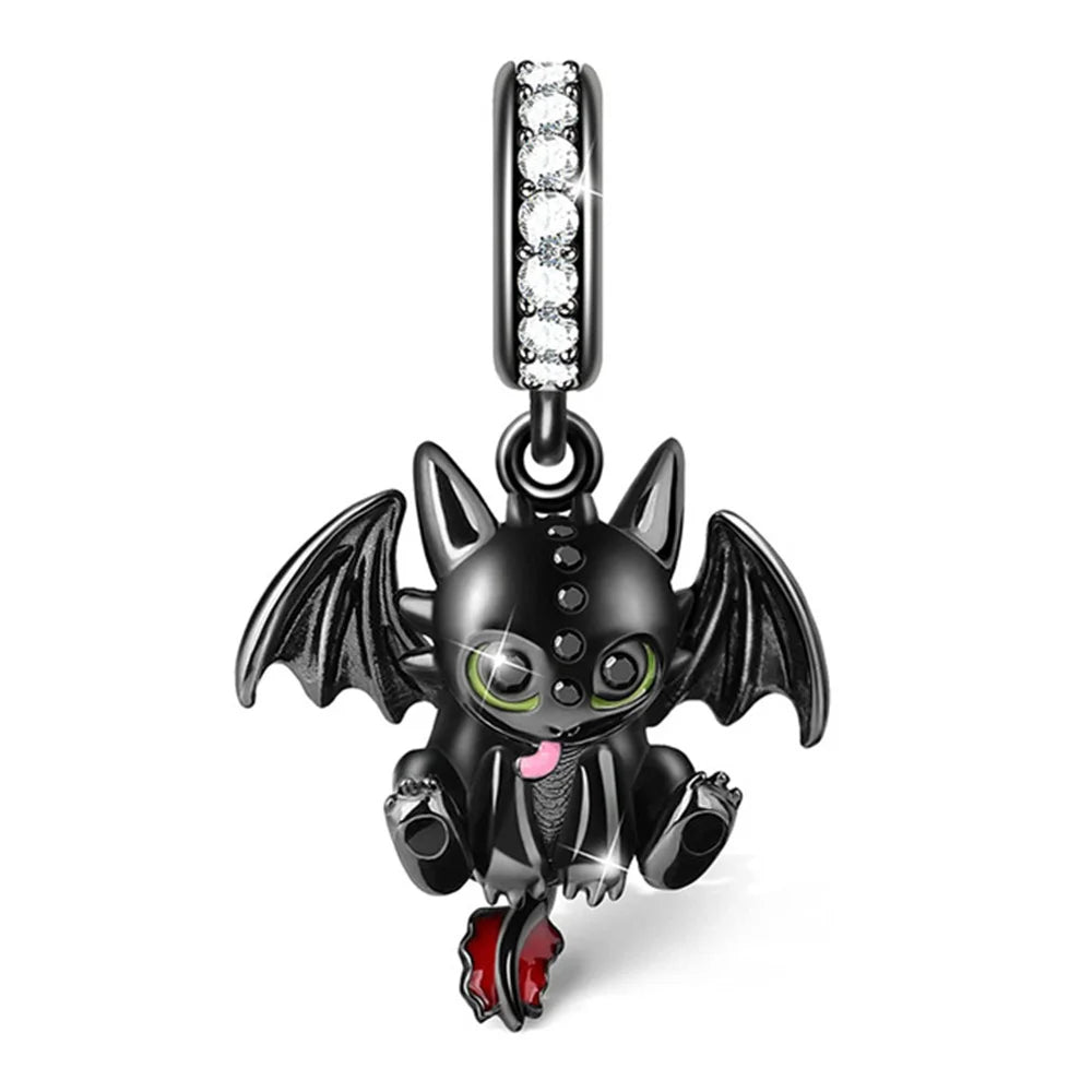 Halloween Dark Demons Pumpkin Bat 925 Sterling Silver Bead Charm Hang Fit Original Bracelet Necklace DIY Fashion Jewelry Making﻿