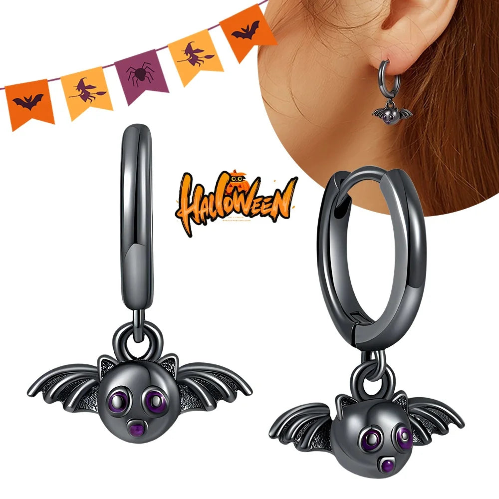 Halloween Pumpkin Bat Ring Earrings halloween charms silver 925 Earring For Women Punk Men's Earrings Fit Party Jewelry Gift