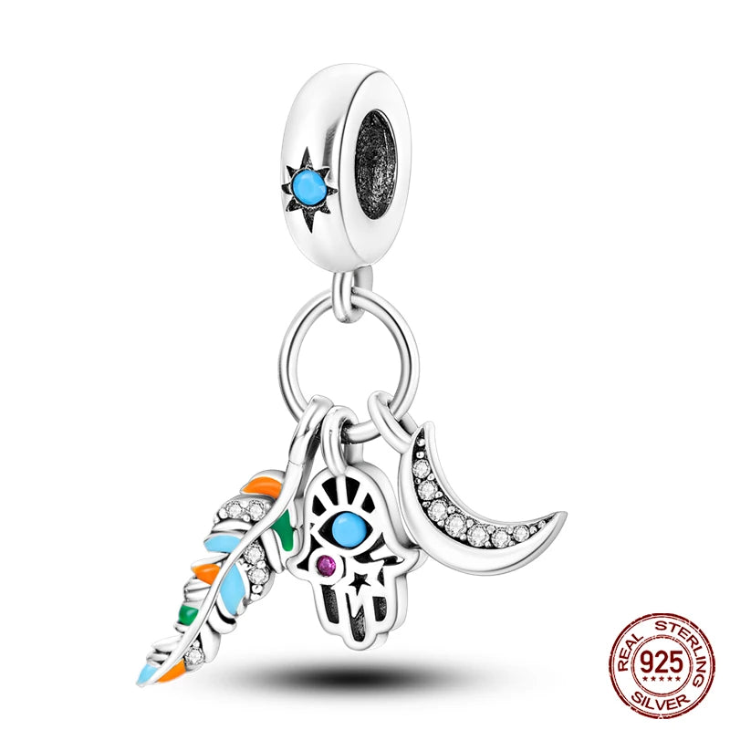 100% Real 925 Sterling Silver Classic Devil's Eye Charms Beads For Women Fit Original Qikaola Bracelets Fine DIY Jewelry Making