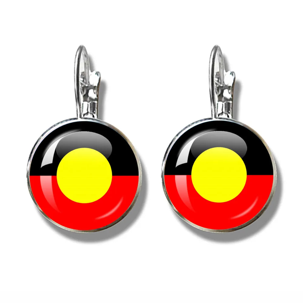 Australian Aboriginal Flag National Emblem Dangle Glass 25mm Key Chain Fashion  Key Chains Glass Cabochon Lady  Key Chains Jewel