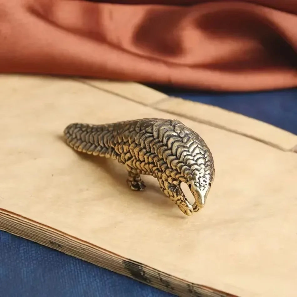 Solid Copper Small Pangolin Figurines Miniature Vintage Bronze Animal Home Ornament Statue Desktop Oranment Craft Gift Accessory