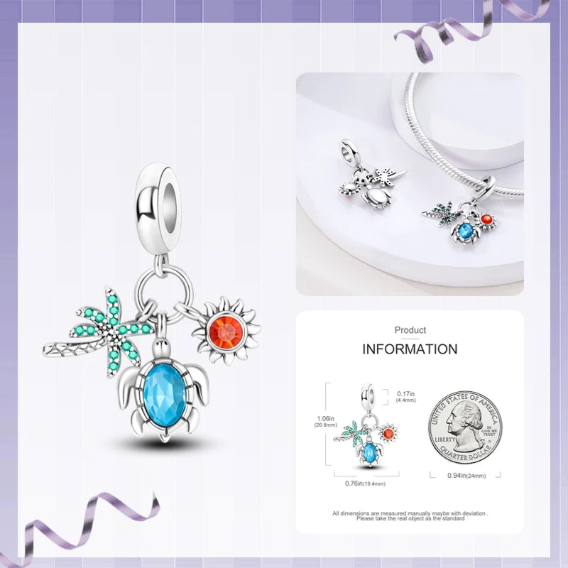 925 Sterling Silver Strawberry Turtle Owl Charm Beads Suitable For Original Bracelet Women DIY Jewelry Making Birthday Gifts