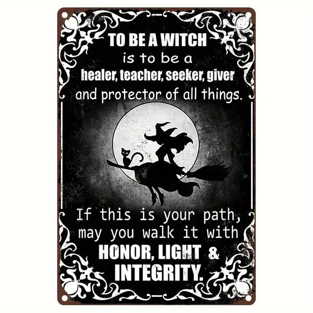 Vintage Metal Tin Sign  The House Witch Rules Halloween Decoration  Retro Wall Art for Home Room Restaurant Decor
