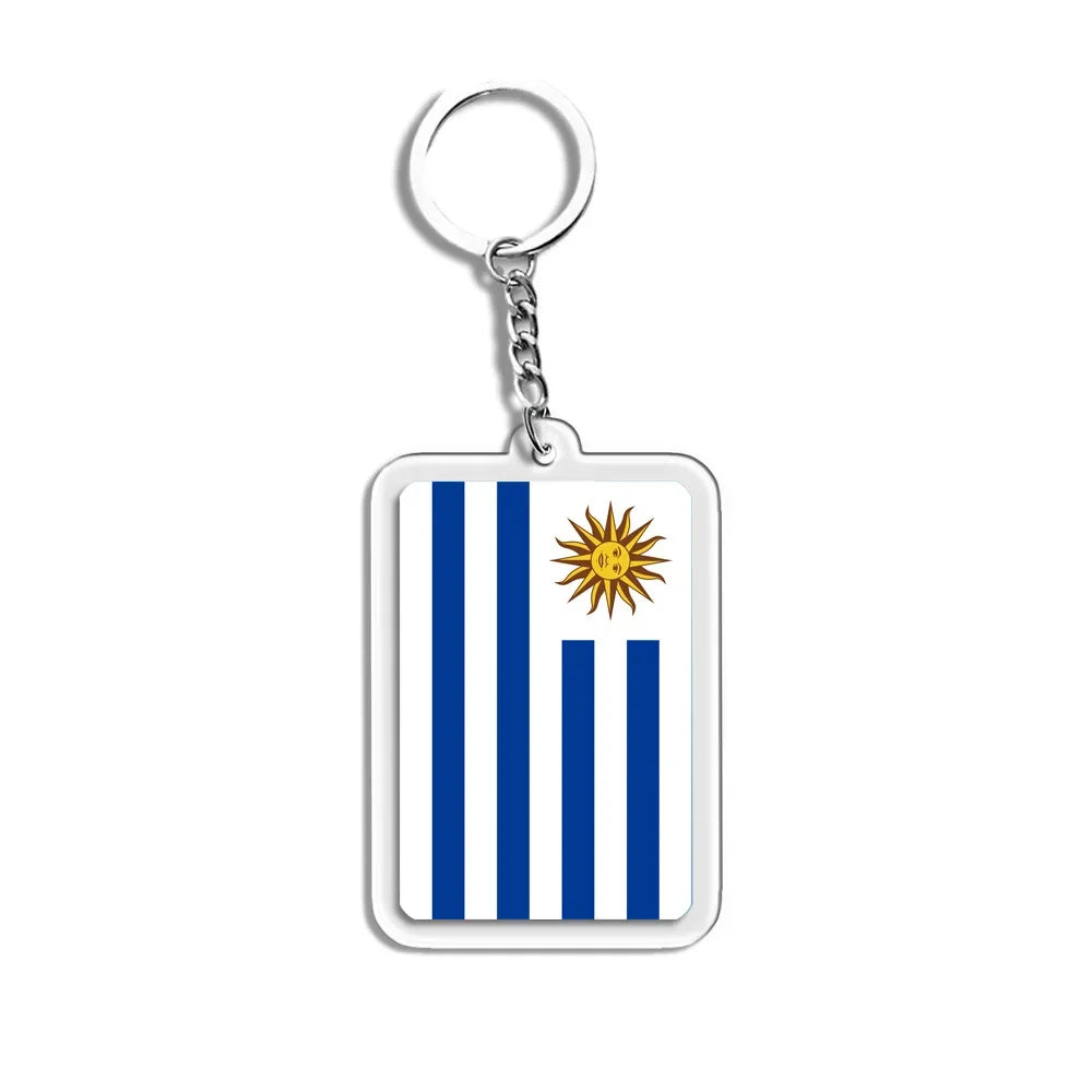 National Flag Keychain Serbia Spain Argentina USA Brazil France Portugal Denmark Poland Tunisia Flags Football Keyring Gifts