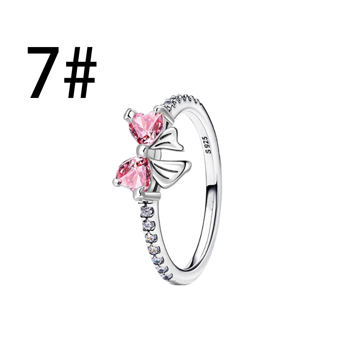 Hot Selling Original 925 Sterling Silver Pink Bow Ring Earrings Bracelets Necklace DIY Women Fine Jewelry Valentine's Day Gift