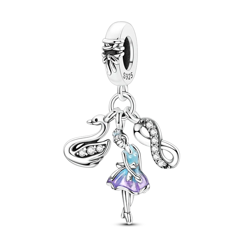 Original Charms Bead 925 Sterling Silver Inlaid Zirconium Bowknot Love Heart Balloon Pendants Fit Bracelet DIY Jewelry Marking