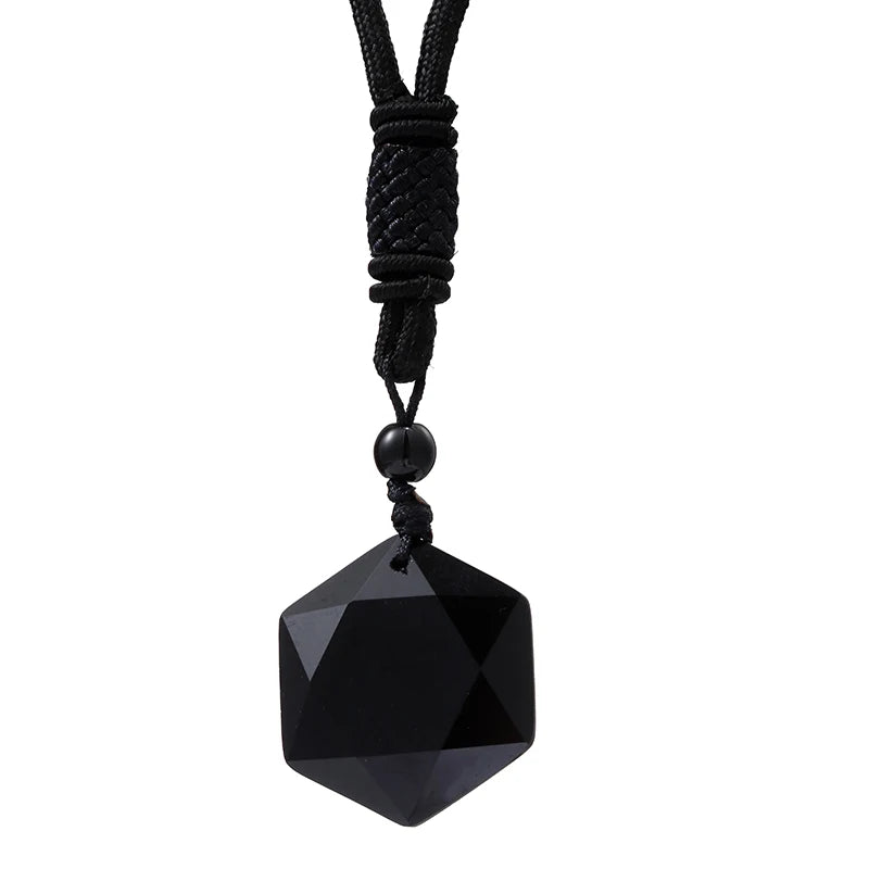 Hot Black Obsidian Hexagram Star of David Lucky Amulet Love Natural Quartz Pendant Necklace Men Orgone Crystal Gems Jewelry