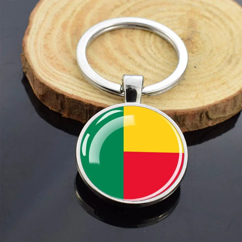 Africa Countries Flag Keychains Double Sided Glass Dome Pendant Key Chains Algeria Somalia Tunisia Morocco Egypt Flag Keyring