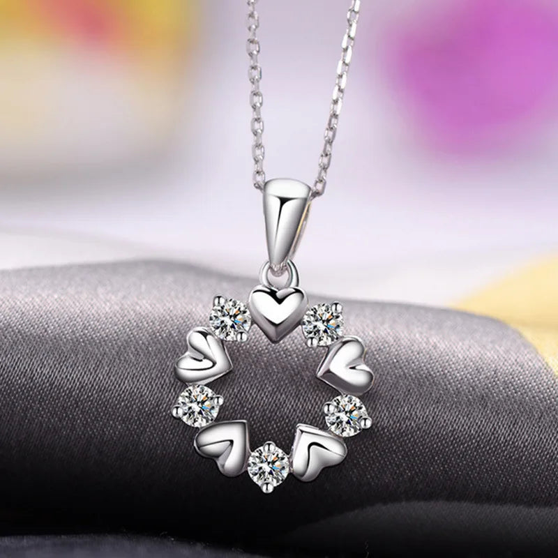 Women's Necklace 925 sterling silver Glowing Firefly Moon Heart Pendant necklace Fashion Day Valentine's Day jewelry gift