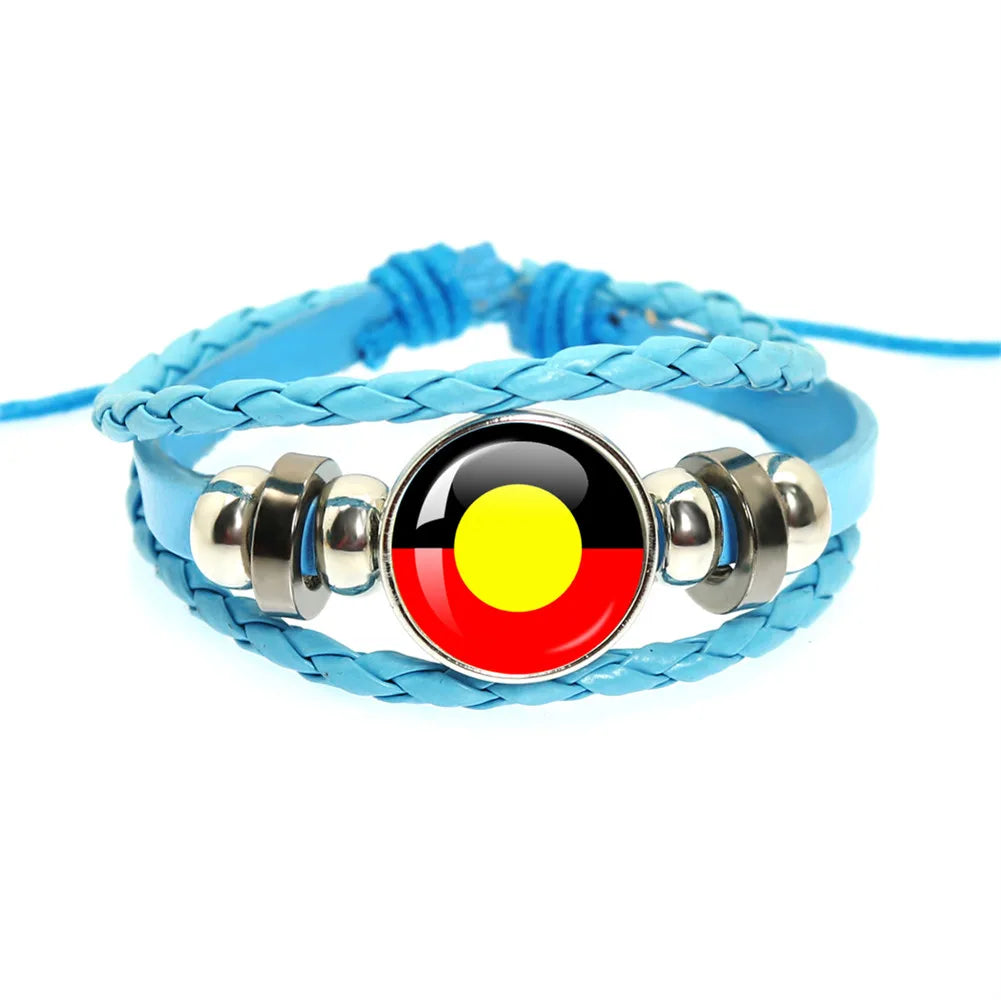 Australian Aboriginal Flag National Emblem Dangle Glass 25mm Key Chain Fashion  Key Chains Glass Cabochon Lady  Key Chains Jewel