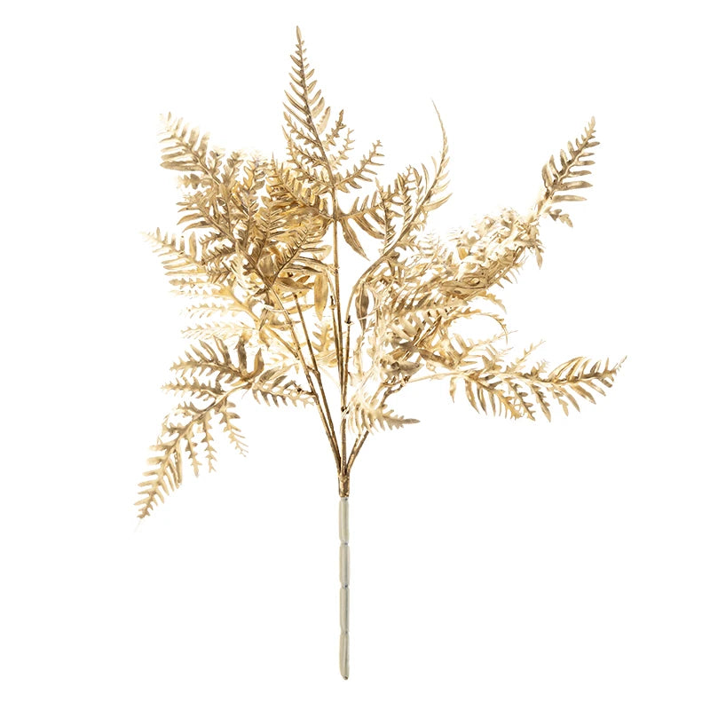 Gold Plastic Artificial Plants Balcony Bonsai DIY Flower Arrangement Eucalyptus Leaves  Autumn Home Party Christmas Decorations