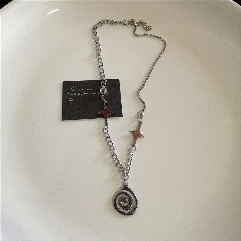 Punk Gothic Red Glass Cross Heart Pendant Pearl Necklace For Women Men Hip Hop Y2K 90s Short Choker Charms Jewelry Accessories