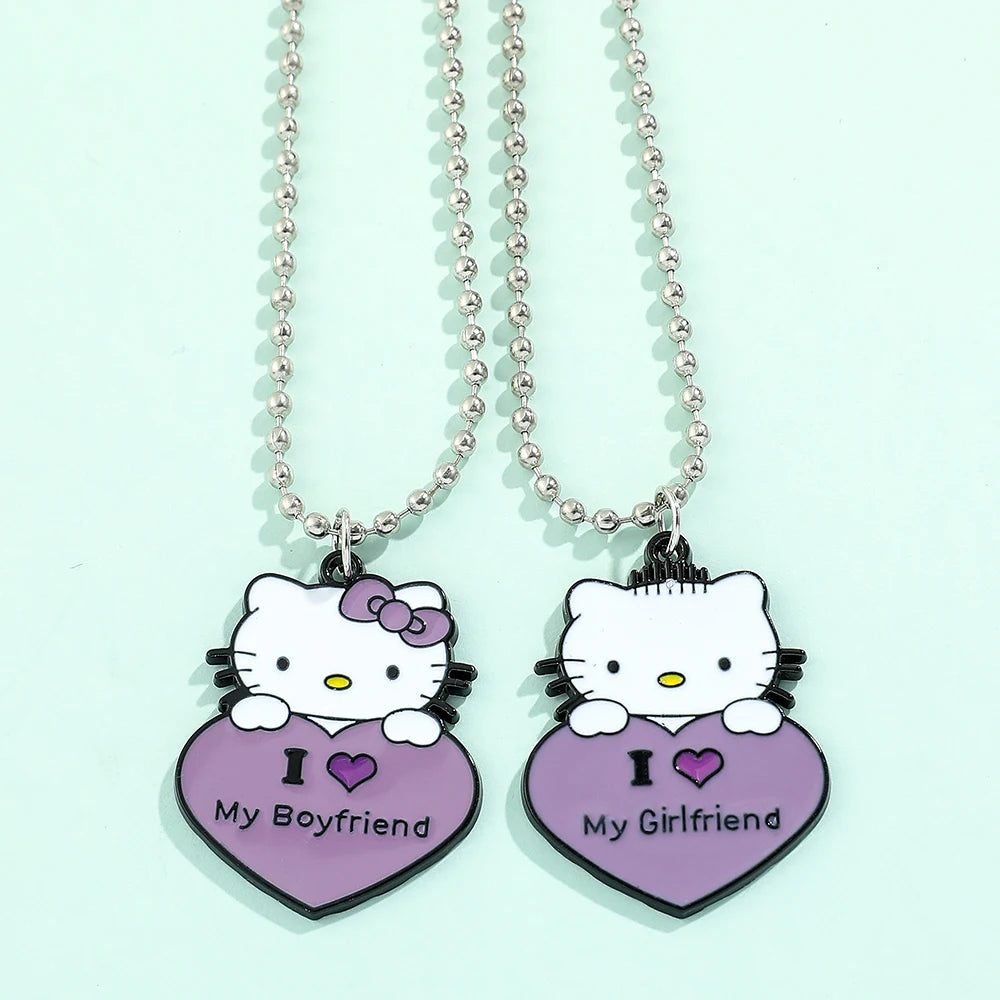 Hello Kitty Bead Necklace 1 PC Cartoon Anime Metal Pendant Unisex Birthday Christmas Gift for Boyfriend Girlfriend