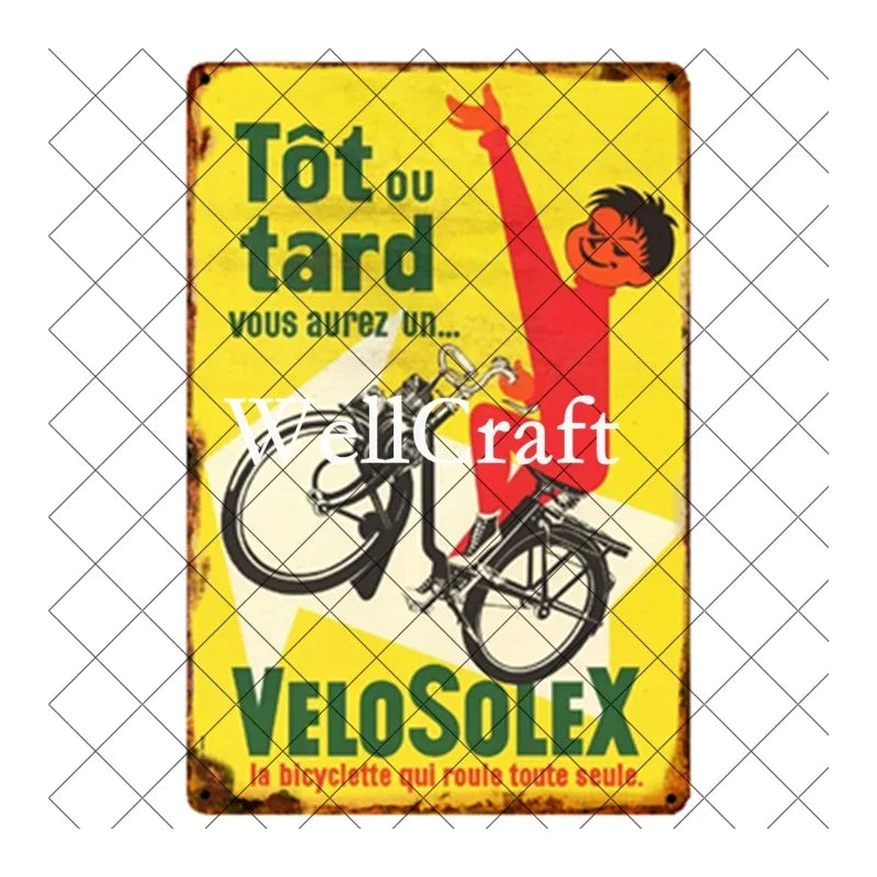 [ WellCraft ] Bicycle Velosolex Tin Signs Retro Bike Wall Plaque Pub Decor WX-11 vintage decor  home decor  room decor