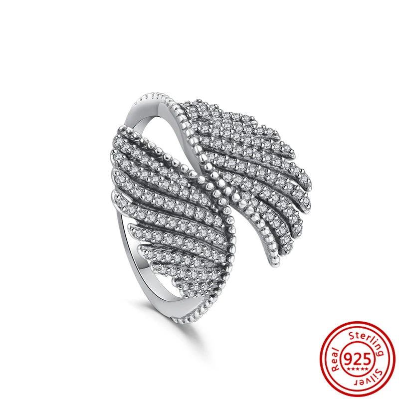 Sale 925 Sterling Silver Women Rings Moon Four Leaf Clover Snowflake CZ Original Sparkling For Women Pantaro Jewelry Anniversary