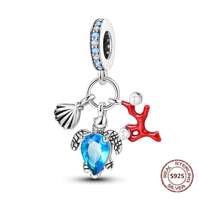 925 Sterling Silver Strawberry Turtle Owl Charm Beads Suitable For Original Bracelet Women DIY Jewelry Making Birthday Gifts