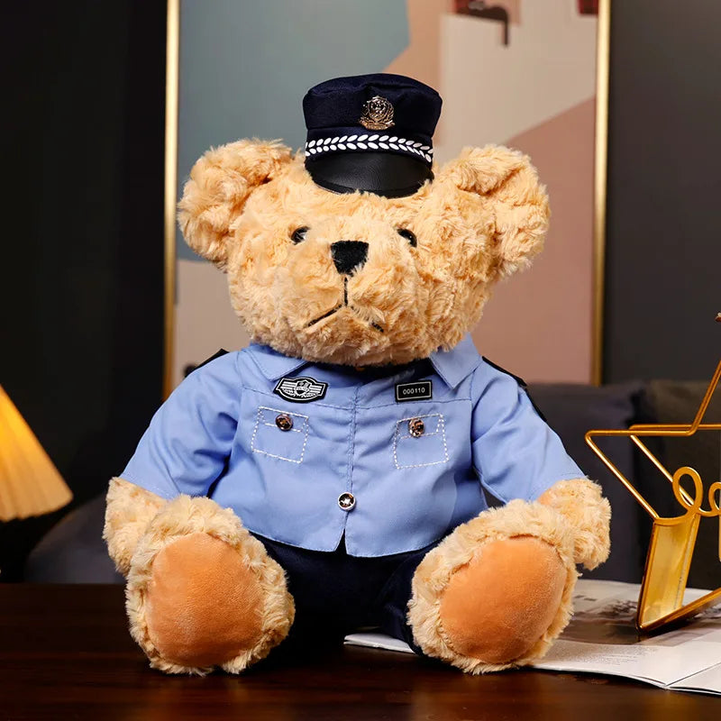 Plush Police Bear Toys Traffic Teddy Bear Peluche  Dolls Full Stuffed Animal Toy For Kids Boys Christmas Birthday Gifts