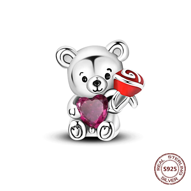 925 Sterling Silver Strawberry Turtle Owl Charm Beads Suitable For Original Bracelet Women DIY Jewelry Making Birthday Gifts