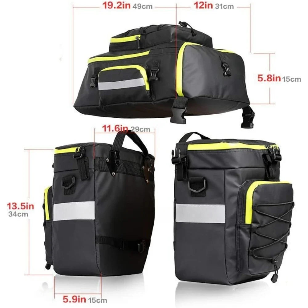 Cargo Rack Bag Shoulder Bag Laptop Pannier Rack Bicycle Bag Professional Cycling Accessories 3 in 1-Green