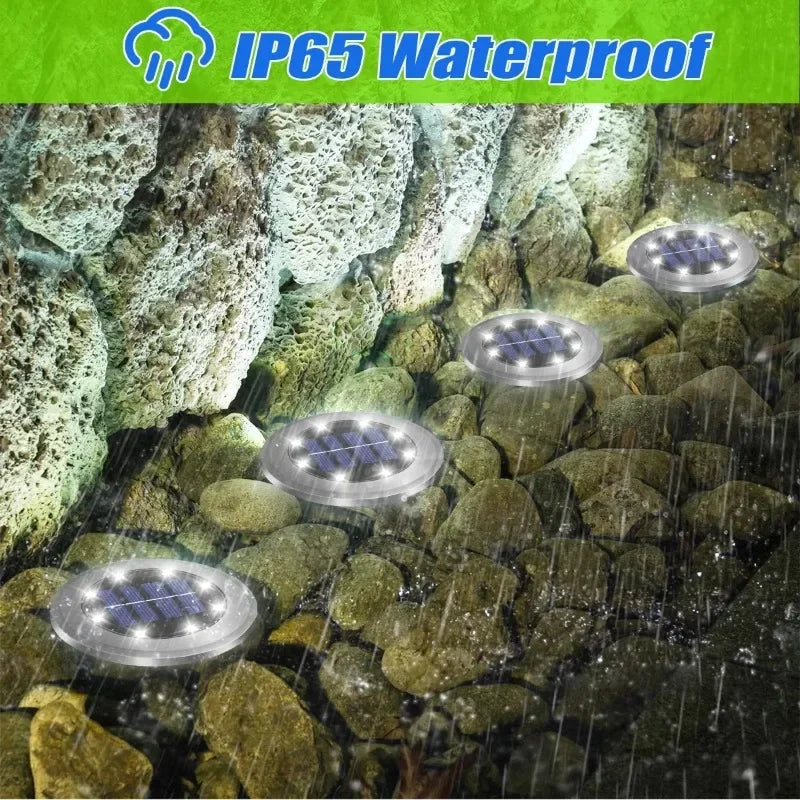 Garden Lights Outdoor Bright in-Ground Lights Landscape Lighting for Patio Pathway Lawn Solar Ground Lights LED Waterproof Solar