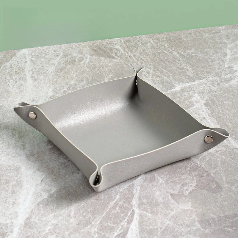 1pc Storage Box Desktop Key Wallet  Tray Valet Trinket Plate Folding Home Decoration Organizer Case