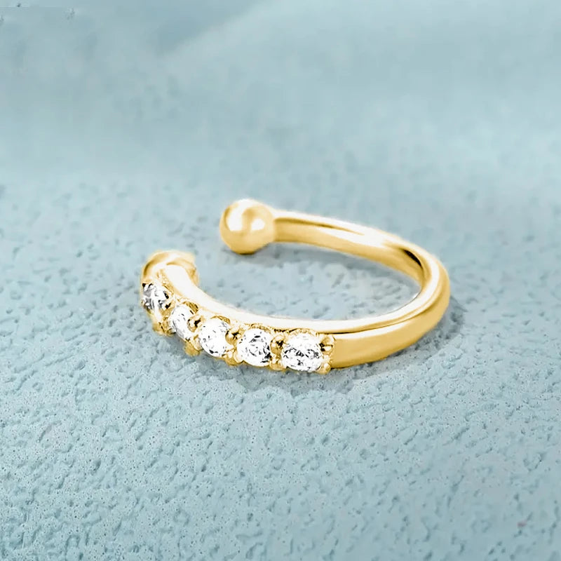 Huitan Exquisite Ultra-Sparkle CZ Pierced Nose Rings 925 Sterling Silver Hypoallergenic Jewelry Personality Anniversary Jewelry