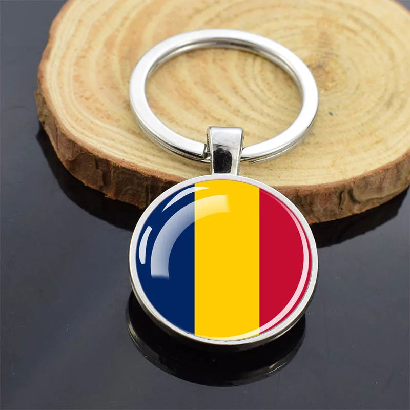 Africa Countries Flag Keychains Double Sided Glass Dome Pendant Key Chains Algeria Somalia Tunisia Morocco Egypt Flag Keyring