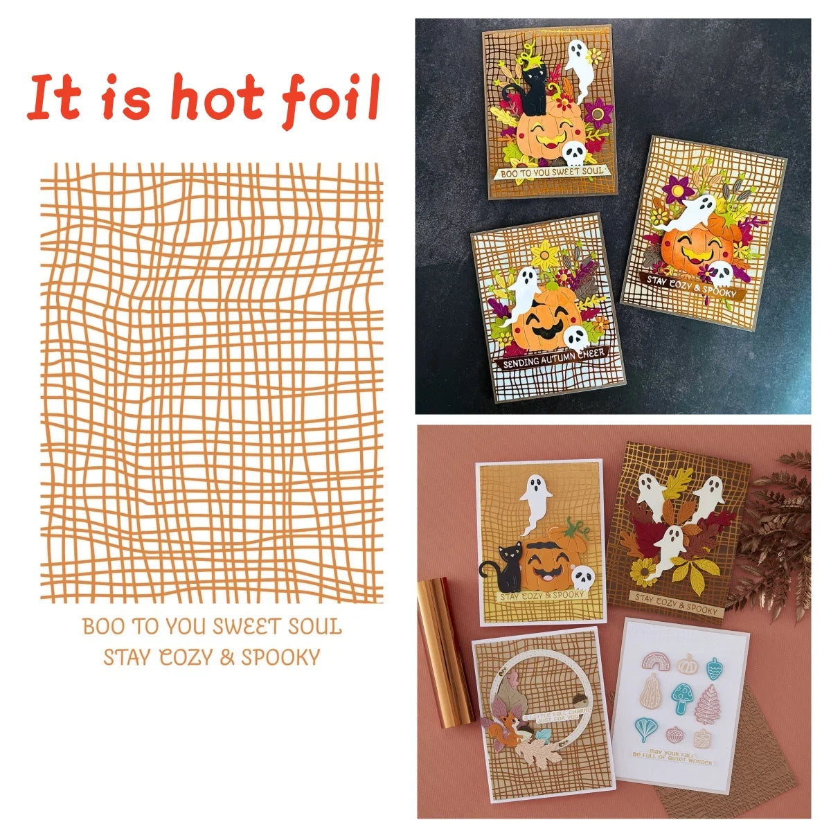 New Pumpkin ghost Acres Metal Cutting Dies Clear Stamps Gilded Weave Hot Foil Stencil Wax for DIY Making Card Craft Autumn 2025
