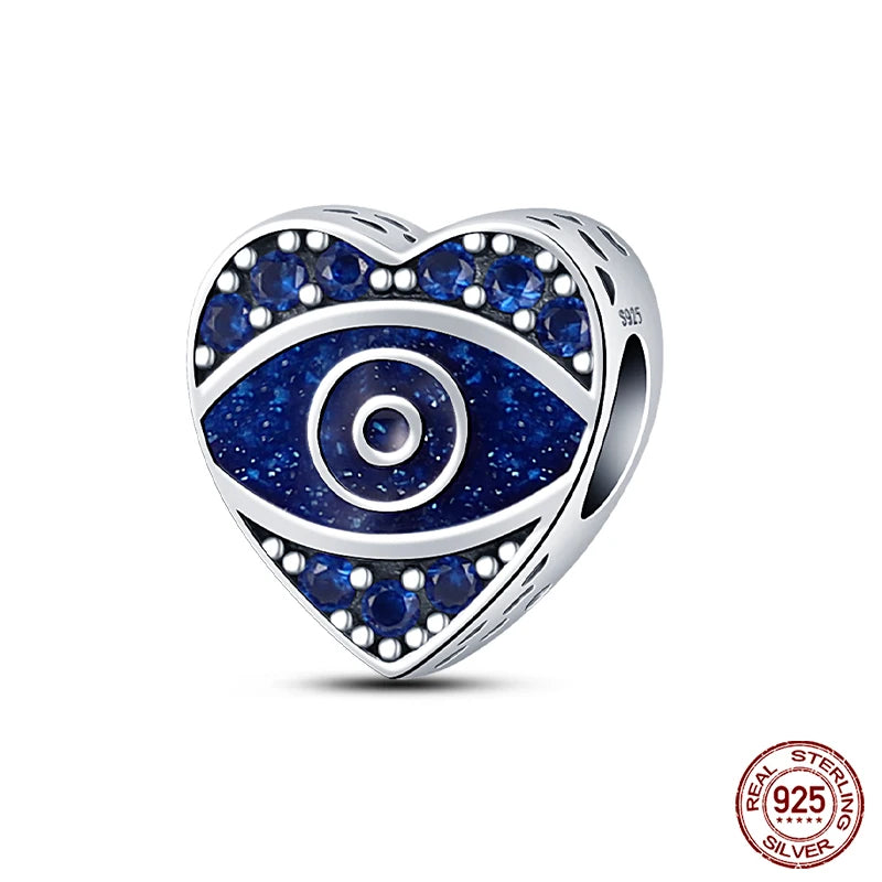 100% Real 925 Sterling Silver Classic Devil's Eye Charms Beads For Women Fit Original Qikaola Bracelets Fine DIY Jewelry Making