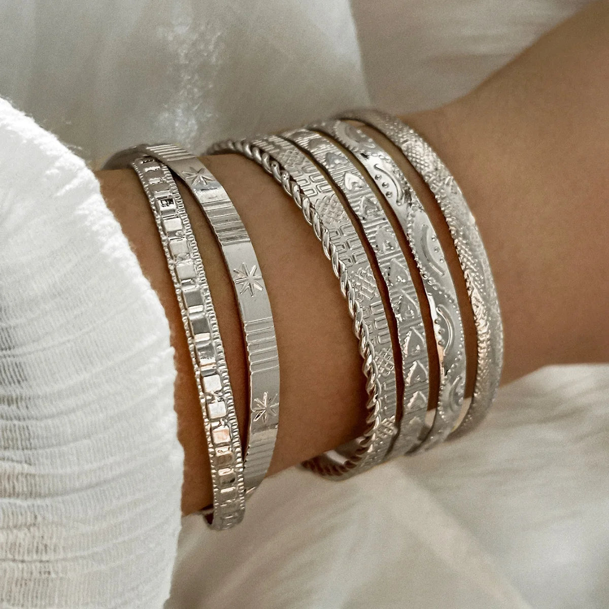 7Pcs/Set Punk Vintage Gold Color Arrowhead Argyle Exaggerated Bracelets & Bangle For Women Twist Chain Charm HipHop Party Jewelr