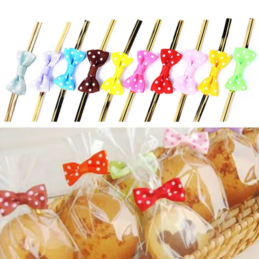100Pcs/Set Packing Wire，Treat Bag Ties，Flexible Bendable Gift Wrapping Bow Tie Wrapping Binding Wire，for Bread Bag