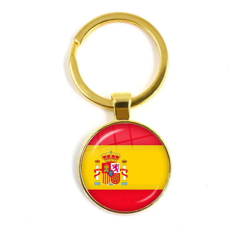 National Flag Round Keychain Korea, Serbia, Russia, Slovenia, Argentina, the United States, Turkey, Spain, Dominica Keyring Gift