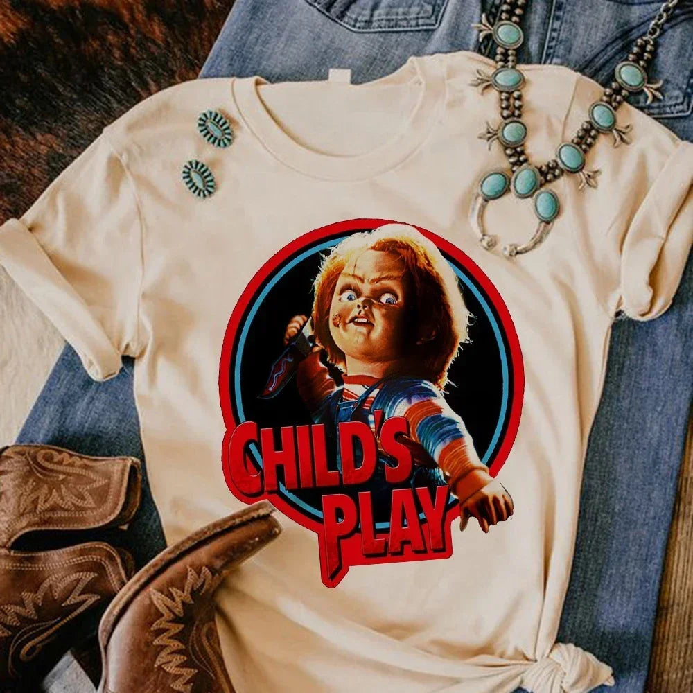 Satan Halloween Horror Ghost Tshirt Women Manga Streetwear Tshirt Female Harajuku Streetwear Y2k Clothes