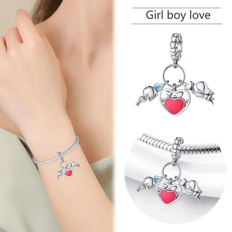Valentine's Day Charm An Arrow Pierces The Heart Pendant Forever Love Bead Fit Original Bracelet DIY Accessories Jewelry Gift