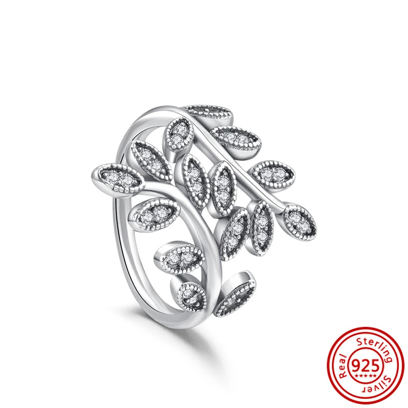 Sale 925 Sterling Silver Women Rings Moon Four Leaf Clover Snowflake CZ Original Sparkling For Women Pantaro Jewelry Anniversary