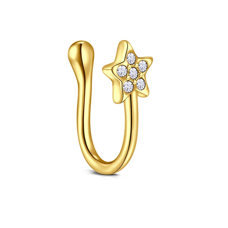 1Pcs Stainless Steel Nose Ring Hoop C Shape Septum Rings Non Piercing Ear Clip Earring Fake Nose RingsWomen Piercing Jewelry