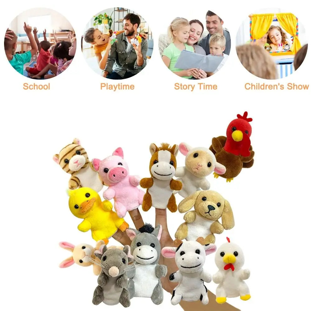 Plush Animals Finger Puppet Toys Role Play Educational Kids Animal Hand Puppet Soft Tell Story Interactive Toys Children Gift