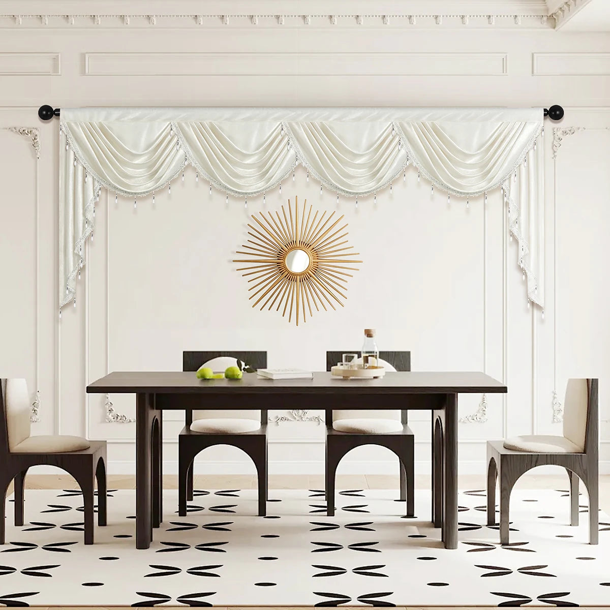 1pc European Luxury Style Window Valance ,Rod Pocket,Italy Velvet Fabric Curtain Valance for Living Room,Home Decor