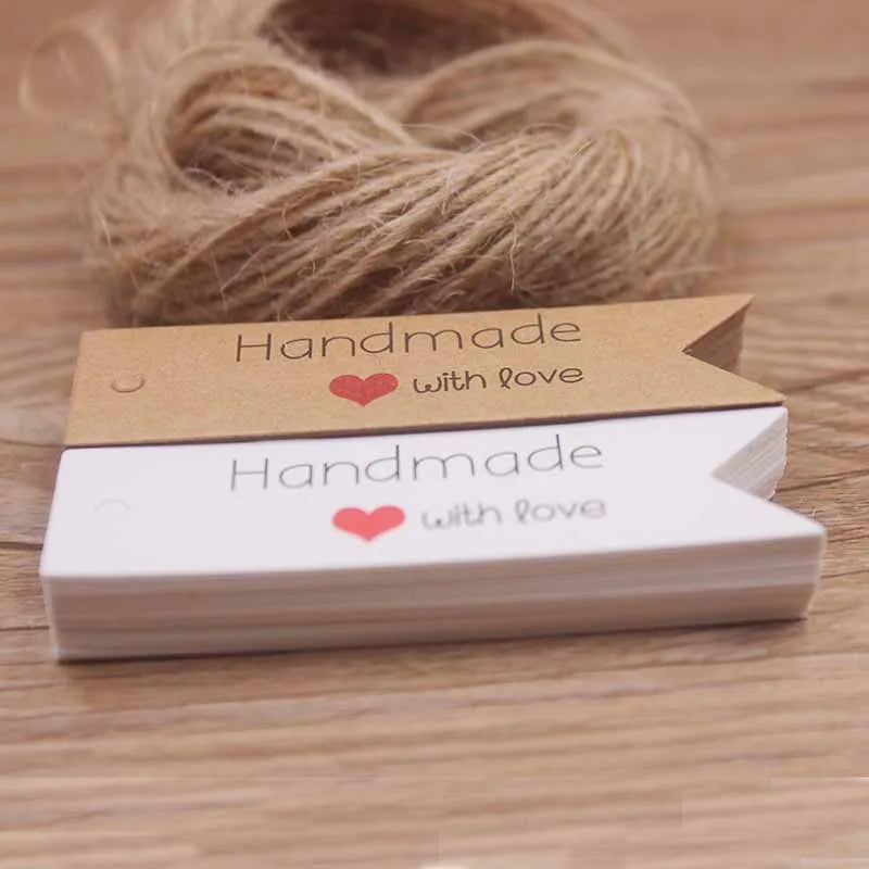 100pcs Kraft Gift Tags with 20m Rope Thank You Paper tags for  Gift New Year Halloween Christmas Label Party Decoration