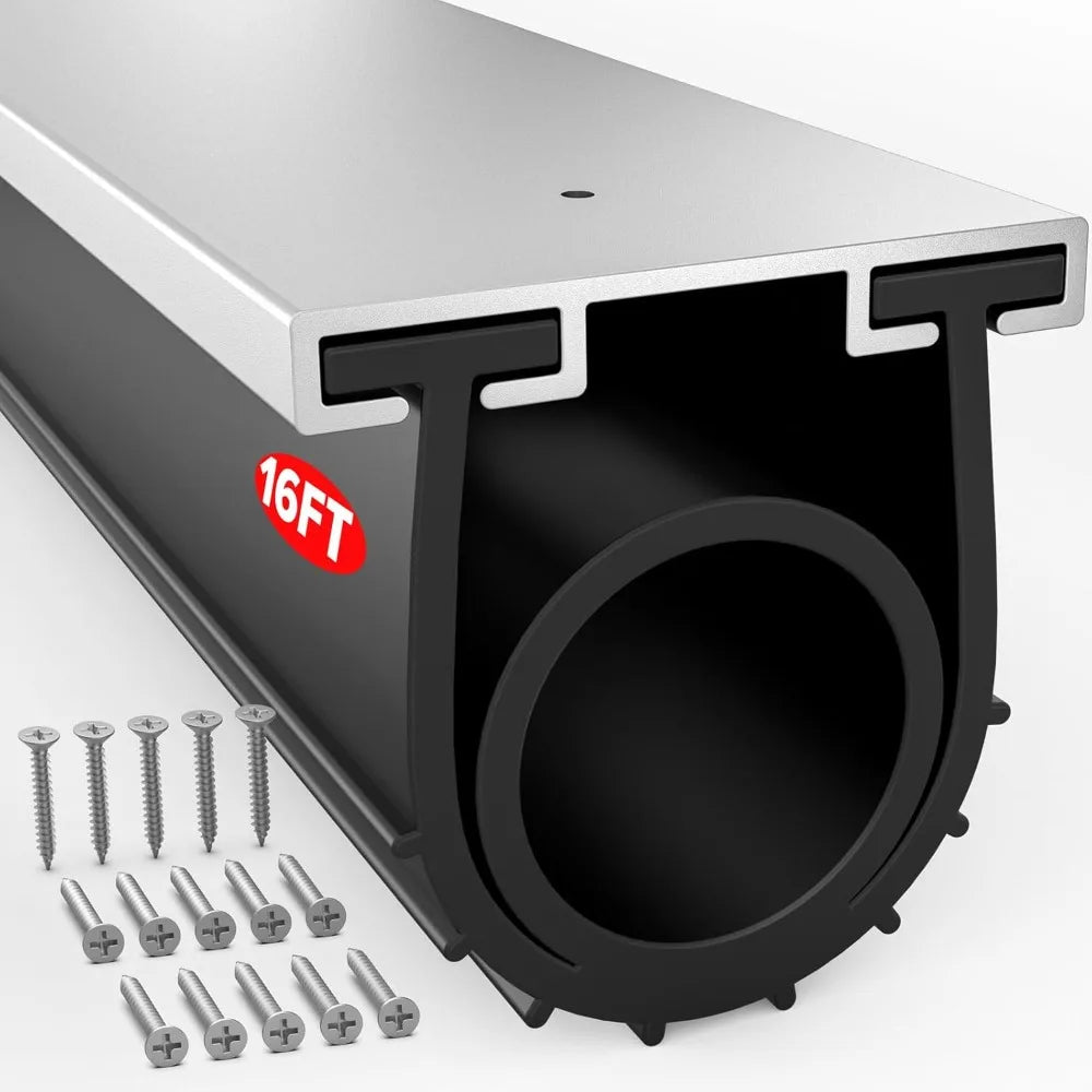 Garage Door Bottom Seal with Predrilled Aluminum Track Retainer Base Kit,Heavy Duty U+O Ring Combination Weather Stripping Seals