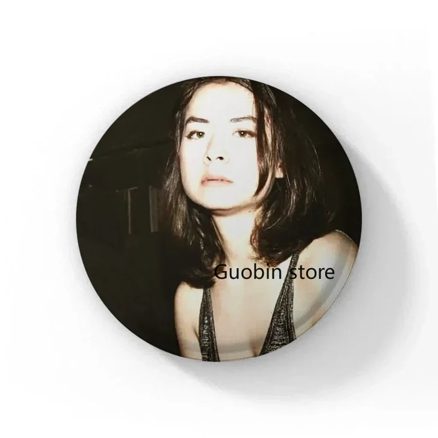 58mm Singer Mitski Enamel Pins Black and White Handmade Brooch Cartoon Cosplay Badge on Backpack Jewelry Accessories Gifts