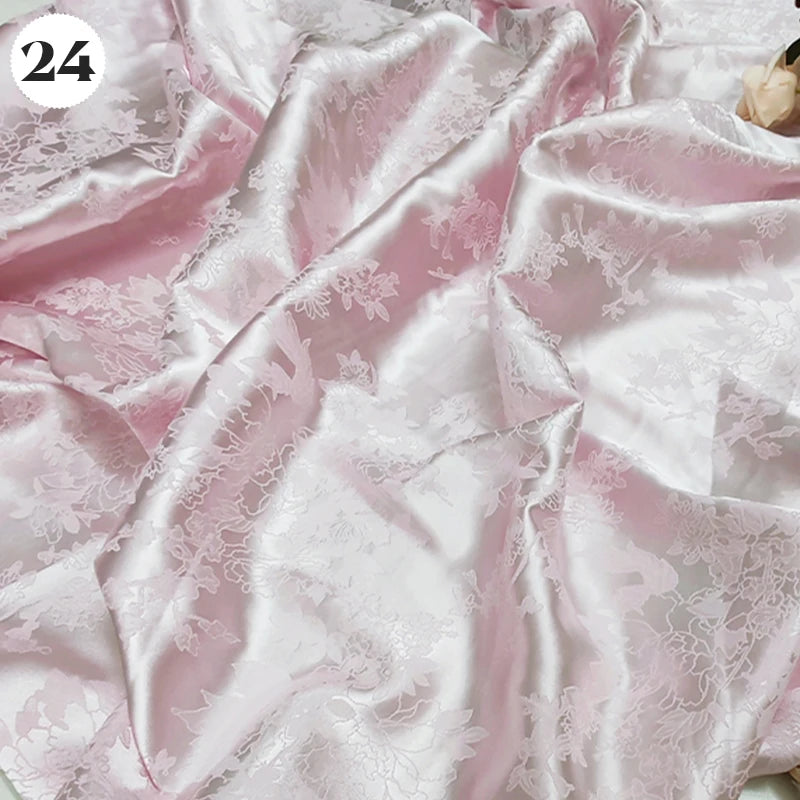 Floral Pattern Jacquard Damask Fabric Faux Silk Satin Brocade Fabric For DIY Sewing Cheongsam Hanfu Wedding Dress Garment Decor