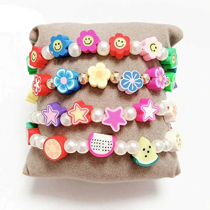 30pcs 10mm Heart Shape Beads Fruit Polymer Clay Beads Spacer Loose Beads for Jewelry Making DIY Handmade Bracelet