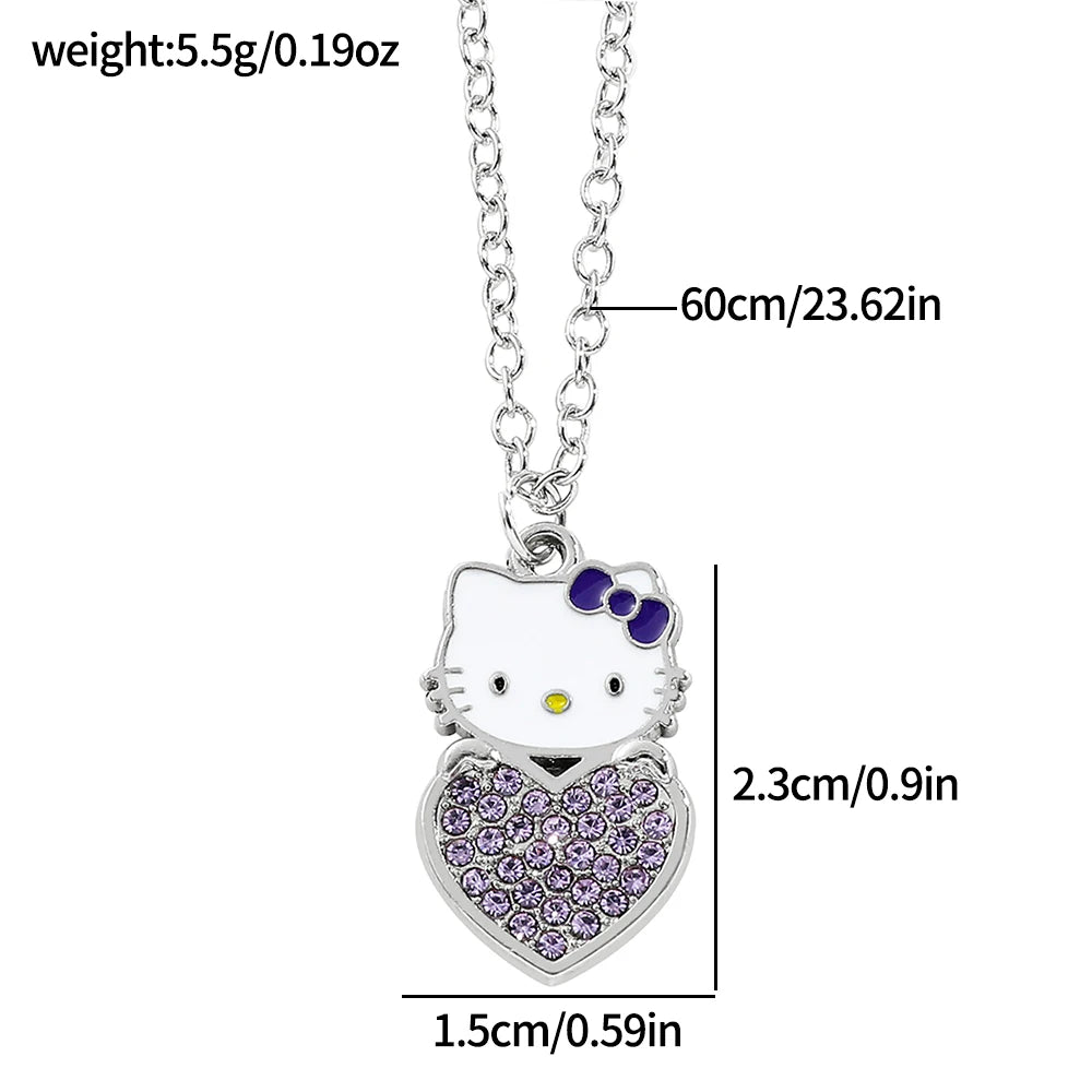 Sanrio HelloKitty Collection Sweet Cute Creative Enamel Pendant Necklace Fashion Charm Jewelry Girl Party Gift