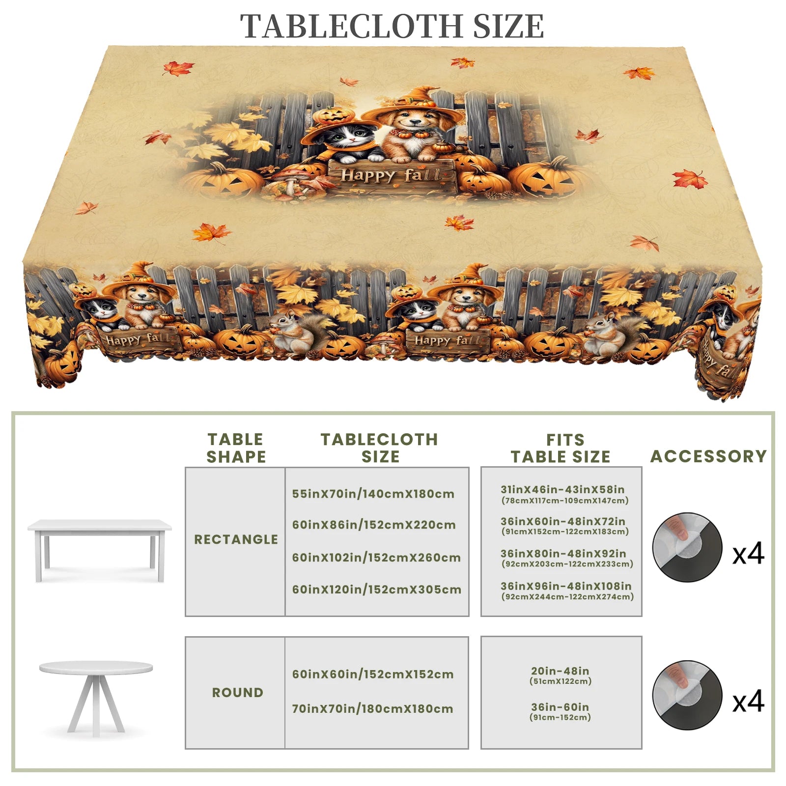 1 Piece of Autum Thanksgiving Themed Printed Tablecloth, Retro Country Farmhouse Style, Puppy, Kitten, Pumpkin Pattern Design, for Holiday Parties, Camping Picnic, Garden Birthday Party Decoration, Kitchen Accessories, Dining