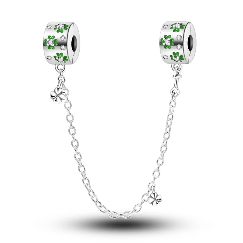 New 925 Sterling Silver Cactus Four Leaf Clover Charm Spring Green Series Bead Pendant For Original Beads Bracelet DIY Jewelry