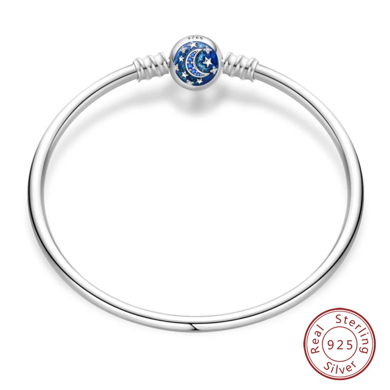 Original 17-20CM Silver 925 Bracelets Star Moon Starry Trajectory Cat Claw Love Zircon Bracelets Fit DIY Charms Birthday Jewelry