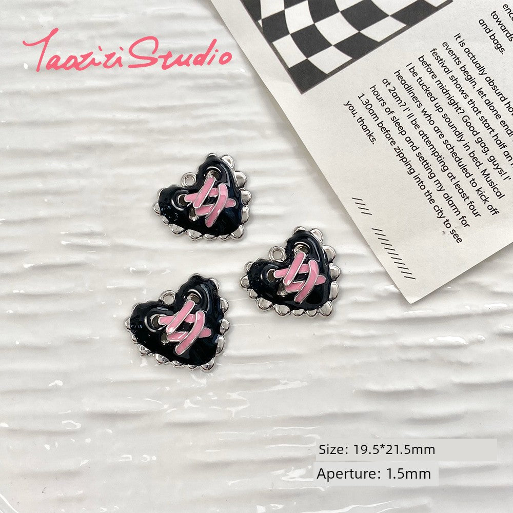 Sweet Cool Black Pink Sexy Liquid Alloy Pendant DIY Handmade Beaded Material Bracelet Necklace Ornament Bead Accessories