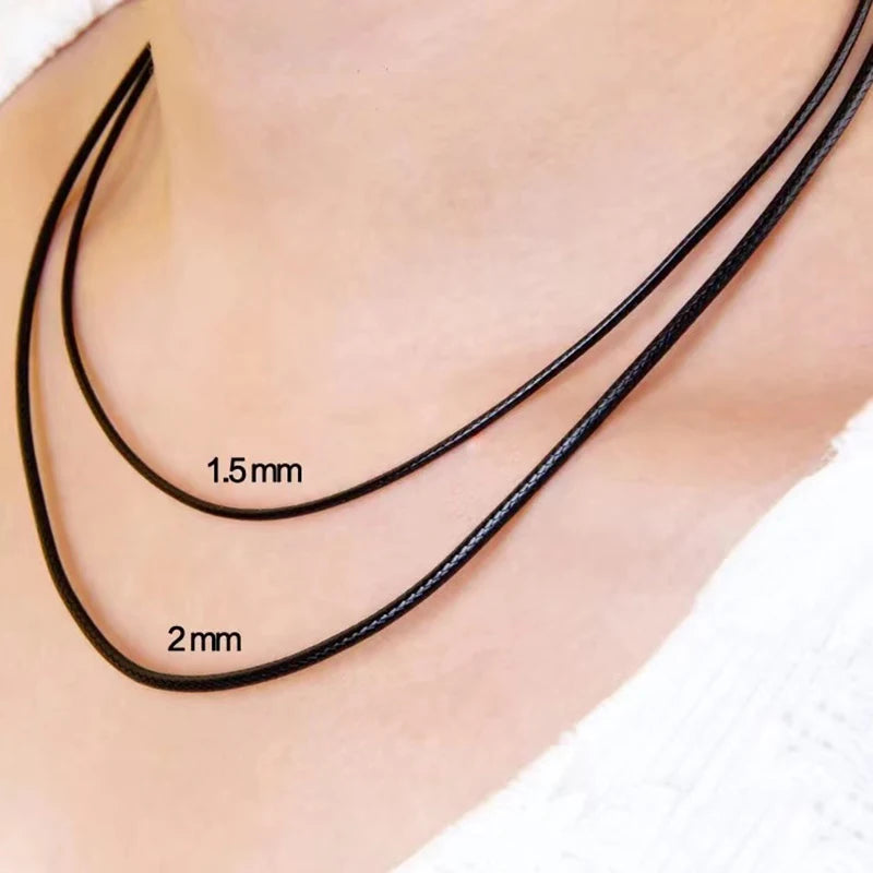 Black Leather Chain Necklace for Diy Women Men Handmade Braid Rope Long Necklace 40/50/60/70CM Neck Pendant Chain Jewelry Gift