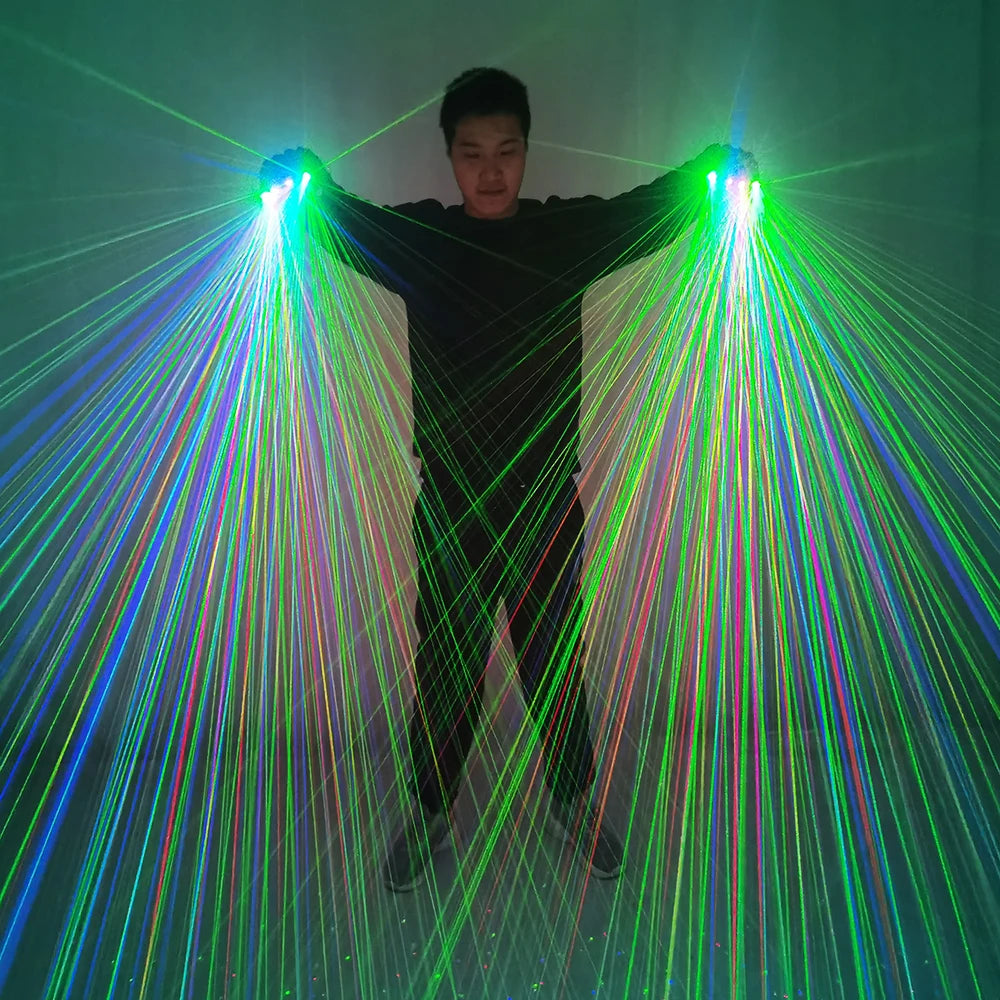 Sky Star RGB Laser Gloves Color Lazer Mitten Ray Glove Rave LED Flash Finger Palm Light Dress Up LED Robot Suit